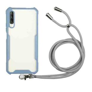 For Xiaomi Redmi 9A Acrylic + Color TPU Shockproof Case with Neck Lanyard(Milk Grey)