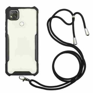 For Xiaomi Redmi 9C / 9 (Indian Version) Acrylic + Color TPU Shockproof Case with Neck Lanyard(Black)
