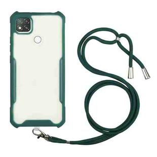 For Xiaomi Redmi 9C / 9 (Indian Version) Acrylic + Color TPU Shockproof Case with Neck Lanyard(Dark Green)