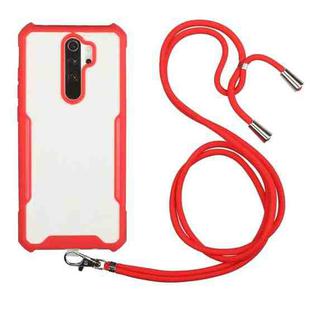 For Xiaomi Redmi Note 8 Pro Acrylic + Color TPU Shockproof Case with Neck Lanyard(Red)