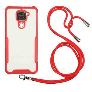 For Xiaomi Redmi Note 9 / 10X 4G Acrylic + Color TPU Shockproof Case with Neck Lanyard(Red)