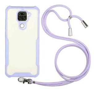 For Xiaomi Redmi Note 9 / 10X 4G Acrylic + Color TPU Shockproof Case with Neck Lanyard(Purple)