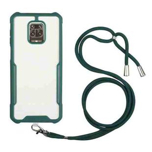 For Xiaomi Redmi Note 9S / Note 9 Pro Acrylic + Color TPU Shockproof Case with Neck Lanyard(Dark Green)