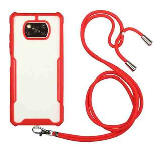 For Xiaomi Poco X3 Acrylic + Color TPU Shockproof Case with Neck Lanyard(Red)