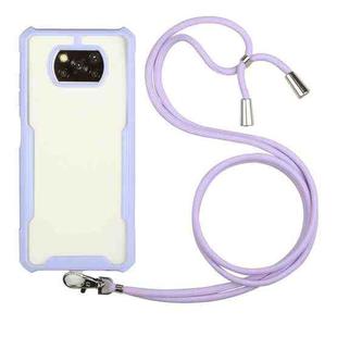 For Xiaomi Poco X3 Acrylic + Color TPU Shockproof Case with Neck Lanyard(Purple)
