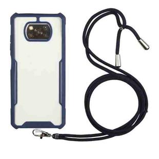 For Xiaomi Poco X3 Acrylic + Color TPU Shockproof Case with Neck Lanyard(Dark Blue)