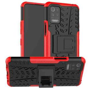 For LG K52 5G Tire Texture Shockproof TPU+PC Protective Case with Holder(Red)