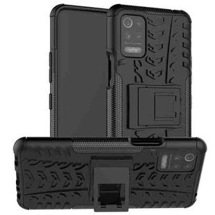 For LG K52 5G Tire Texture Shockproof TPU+PC Protective Case with Holder(Black)