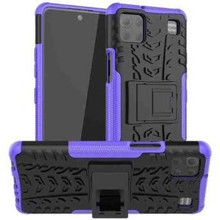 For LG K92 5G Tire Texture Shockproof TPU+PC Protective Case with Holder(Purple)
