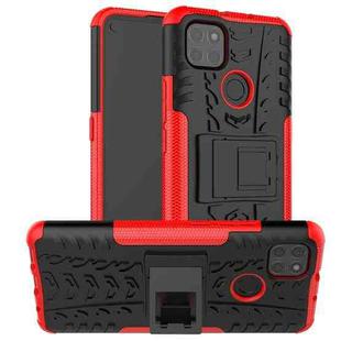 For Motorola Moto G9 Power Tire Texture Shockproof TPU+PC Protective Case with Holder(Red)