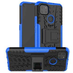 For Motorola Moto G9 Power Tire Texture Shockproof TPU+PC Protective Case with Holder(Blue)