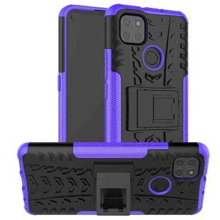 For Motorola Moto G9 Power Tire Texture Shockproof TPU+PC Protective Case with Holder(Purple)