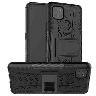 For Motorola Moto G9 Power Tire Texture Shockproof TPU+PC Protective Case with Holder(Black)