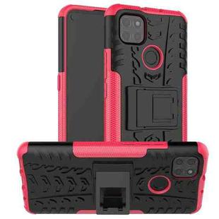 For Motorola Moto G9 Power Tire Texture Shockproof TPU+PC Protective Case with Holder(Pink)