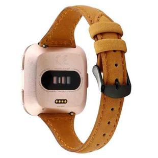 For Fitbit Versa Crazy Horse Texture Genuine Leather  Watch Band(Light Brown)