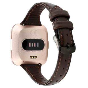 For Fitbit Versa Crazy Horse Texture Genuine Leather  Watch Band(Coffee)
