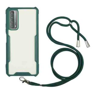 For Huawei P smart 2021 Acrylic + Color TPU Shockproof Case with Neck Lanyard(Dark Green)