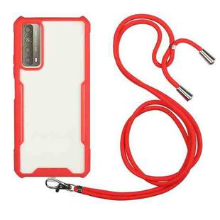 For Huawei P smart 2021 Acrylic + Color TPU Shockproof Case with Neck Lanyard(Red)