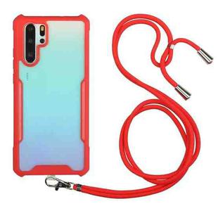 For Huawei P30 Pro Acrylic + Color TPU Shockproof Case with Neck Lanyard(Red)