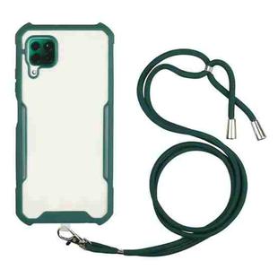 For Huawei P40 Lite / nova 6 SE Acrylic + Color TPU Shockproof Case with Neck Lanyard(Dark Green)