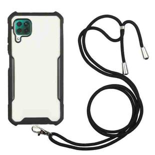 For Huawei P40 Lite / nova 6 SE Acrylic + Color TPU Shockproof Case with Neck Lanyard(Black)