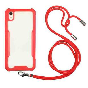 For Huawei Y5 (2019) / Honor 8S Acrylic + Color TPU Shockproof Case with Neck Lanyard(Red)