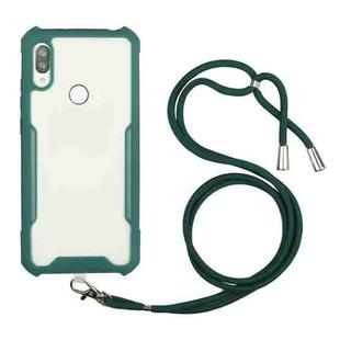 For Huawei Y6p Acrylic + Color TPU Shockproof Case with Neck Lanyard(Dark Green)