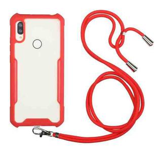For Huawei Y6p Acrylic + Color TPU Shockproof Case with Neck Lanyard(Red)