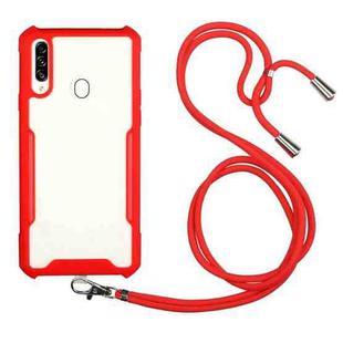For Huawei Y7p Acrylic + Color TPU Shockproof Case with Neck Lanyard(Red)