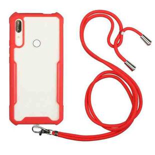 For Huawei Y9 Prime (2019) Acrylic + Color TPU Shockproof Case with Neck Lanyard(Red)