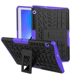For Huawei MediaPad T3 10 Tire Texture Shockproof TPU+PC Protective Case with Holder(Purple)