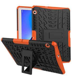 For Huawei MediaPad T3 10 Tire Texture Shockproof TPU+PC Protective Case with Holder(Orange)