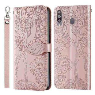 For Samsung Galaxy A8s Life of Tree Embossing Pattern Horizontal Flip Leather Case with Holder & Card Slot & Wallet & Photo Frame & Lanyard(Rose Gold)