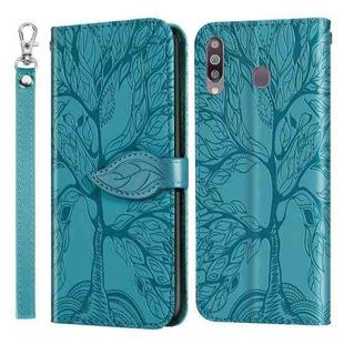 For Samsung Galaxy A8s Life of Tree Embossing Pattern Horizontal Flip Leather Case with Holder & Card Slot & Wallet & Photo Frame & Lanyard(Lake Blue)