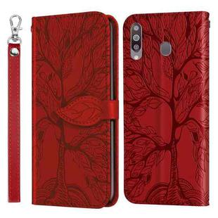 For Samsung Galaxy A8s Life of Tree Embossing Pattern Horizontal Flip Leather Case with Holder & Card Slot & Wallet & Photo Frame & Lanyard(Red)