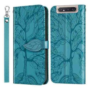 For Samsung Galaxy A80 / A90 Life of Tree Embossing Pattern Horizontal Flip Leather Case with Holder & Card Slot & Wallet & Photo Frame & Lanyard(Lake Blue)