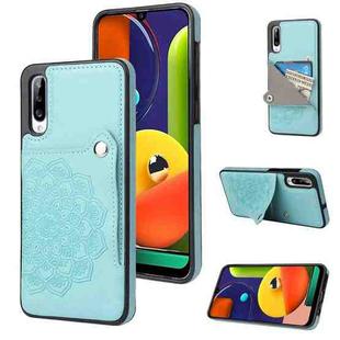 For Samsung Galaxy A50 Embossed Pattern PU + TPU Protective Case with Holder & Wallet & Card Slots(Green)