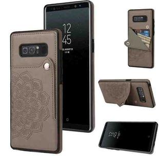 For Samsung Galaxy Note 8 Embossed Pattern PU + TPU Protective Case with Holder & Wallet & Card Slots(Grey)