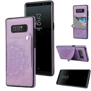 For Samsung Galaxy Note 8 Embossed Pattern PU + TPU Protective Case with Holder & Wallet & Card Slots(Purple)