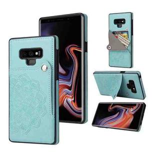 For Samsung Galaxy Note9 Embossed Pattern PU + TPU Protective Case with Holder & Wallet & Card Slots(Green)