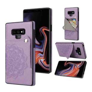 For Samsung Galaxy Note9 Embossed Pattern PU + TPU Protective Case with Holder & Wallet & Card Slots(Purple)