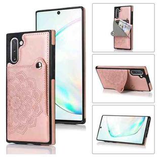 For Samsung Galaxy Note10 Embossed Pattern PU + TPU Protective Case with Holder & Wallet & Card Slots(Rose Gold)