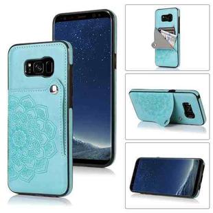 For Samsung Galaxy S8+ Embossed Pattern PU + TPU Protective Case with Holder & Wallet & Card Slots(Green)