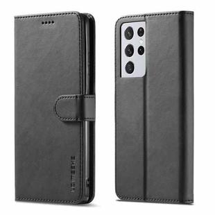 For Samsung Galaxy S21 Ultra 5G LC.IMEEKE Calf Texture Horizontal Flip Leather Case with Holder & Card Slots & Wallet(Black)