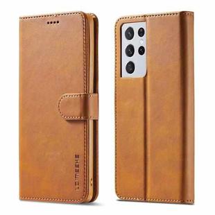 For Samsung Galaxy S21 Ultra 5G LC.IMEEKE Calf Texture Horizontal Flip Leather Case with Holder & Card Slots & Wallet(Yellow)