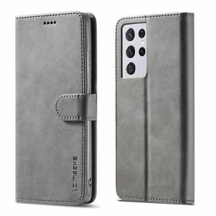 For Samsung Galaxy S21 Ultra 5G LC.IMEEKE Calf Texture Horizontal Flip Leather Case with Holder & Card Slots & Wallet(Grey)