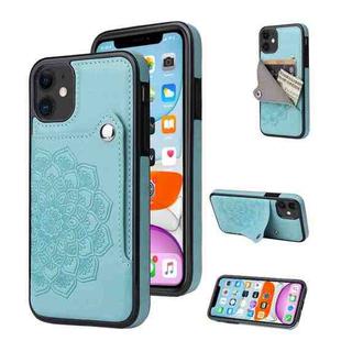 For iPhone 11 Pro Embossed Pattern PU + TPU Protective Casewith Holder & Wallet & Card Slots (Green)