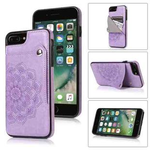 Embossed Pattern PU + TPU Protective Case with Holder & Wallet & Card Slots For iPhone 8 Plus & 7 Plus(Purple)