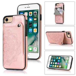 Embossed Pattern PU + TPU Protective Case with Holder & Wallet & Card Slots For iPhone SE 2020 & 8 & 7(Rose Gold)