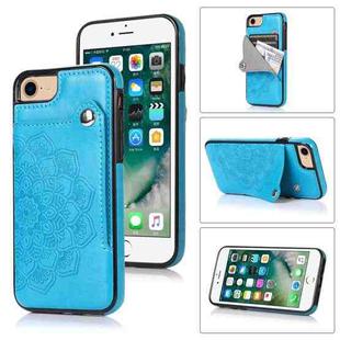 Embossed Pattern PU + TPU Protective Case with Holder & Wallet & Card Slots For iPhone SE 2020 & 8 & 7(Blue)